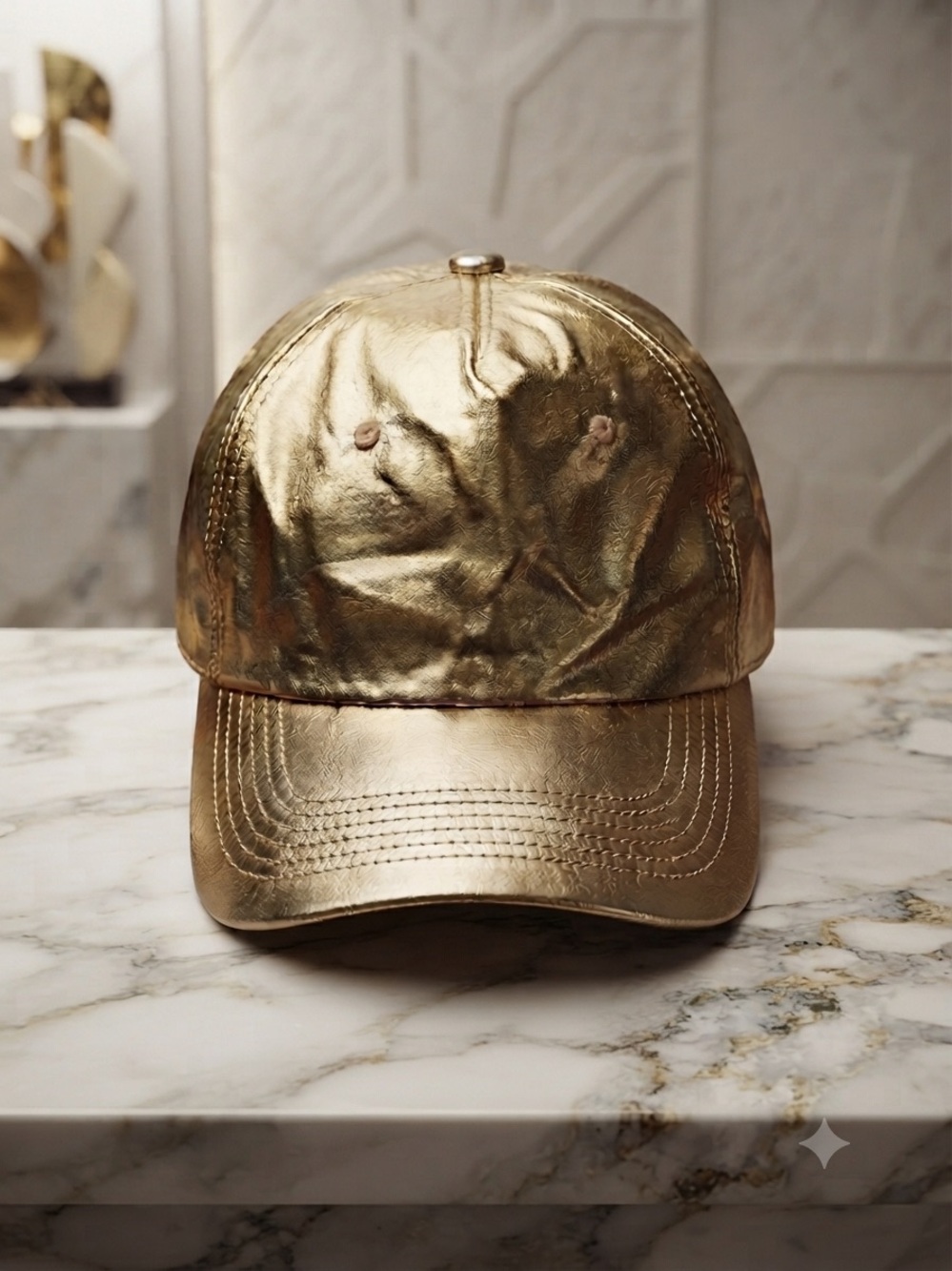 Gold Metallic Baseball Cap with Adjustable Closure ~ Unisex